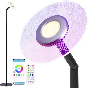 Floor Lamp for Living Room, RGBW Modern Floor Lamp with Music Sync, App & Remote Control, LED Tall Standing Lamp for Office, Bedroom, Gaming Room