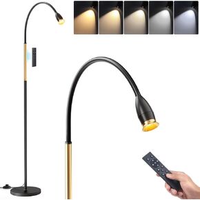 Adjustable LED Beam Floor Lamp, 6FT Tall, Dimmable & Zoomable Spotlight, Angle Adjustment, Color Beam Adjustment, Remote Control, Ideal for Reading, Crafting, Living Room (Antique Brass)