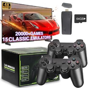 64G Retro Video Game Console,Plug and Play Controllers Video Game Retro Play Game Console Built in 20000+ Games,23Classic Emulators,4K HDMI Output for TV
