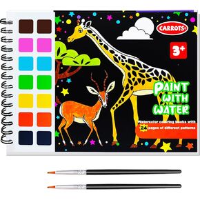 JUNQIU Watercolor Coloring Book For Kids, Paint With Water, Mess Free Coloring For Toddlers, Arts and Crafts Kit Easter Basket Stuffers For Girls Boys - Unicorn