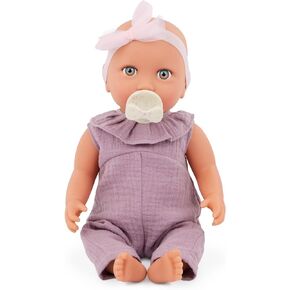 LullaBaby – 14-inch Realistic Baby Doll – Blue Eyes & Huggable Soft Body – Removable Jumper Outfit & Bow Headband – Pretend Play – Toys for Kids Ages 2 Years Old & Up – Baby Doll in Lilac Jumper