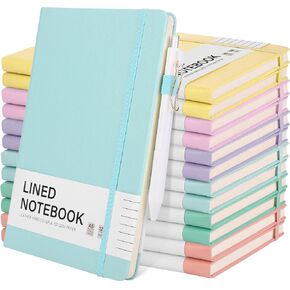 Aodaer 30 Set Lined Notebook Journals with Pens A5 Notebooks 100 GSM College Ruled Hardcover Notebook PU Leather Notepad with Pen Holder for Office School, 5.7 x 8.3 Inches, Deep Multicolor