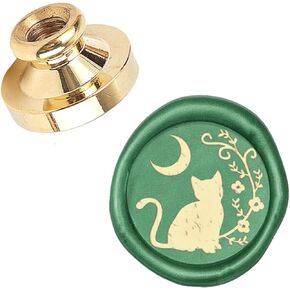 CRASPIRE Wax Seal Stamp Head Cat Wax Seal Stamp Moon Sealing Wax Stamp Flower 25mm Vintage Replacement Brass Seal Head only for Wedding Invitations Envelopes Gift Packing