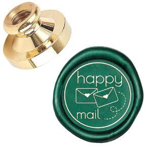 CRASPIRE Happy Mail Wax Seal Stamp Head Replacement 25mm Vintage Sealing Wax Stamp Heads Only No Handle for Valentine's Day Envelopes Cards Invitations Wedding Halloween Christmas Xmas Party