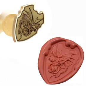 QINGNING Wax Seal Stamp The Dragon and Rose Wax Seal Laser Engraving Wax Seal Stamps 3D Relievo Wax Seal Removable Wooden Handle Wax Stamp Retro Wax Seal Stamps Beautiful Wax Stamp Seal