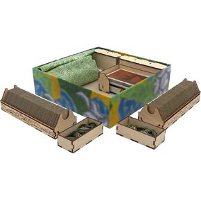 The Broken Token Cascadia and Landmarks Compatible Game Organizer - Wood Storage Box with Multiple Trays for Cards, Tokens & More - Wooden Game Organizer