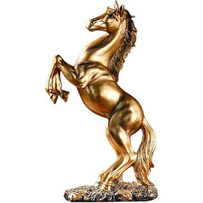 12.2 inches Standing Horse Resin Statue Horse Art Figurine Decorative Home Office Decor Ornaments for Desk Bookshelf Cabinet to Attract Luck and Wealth (Black)