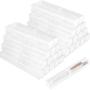 50 Pcs Acrylic Pen Boxes, Single Clear Plastic Pen Case Container, Empty Transparent Ballpoint Pen Gift Display Storage Boxes for School Office Business Supply