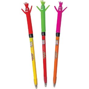 Raymond Geddes Tube Guy Pen - Pack of 12 - Fun Wiggle and Dance Pens with Bright Color Combos