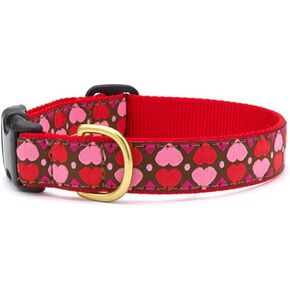 Up Country Valentine and Hearts Pattern Dog Collars and Leashes (All Hearts Dog Collar, Medium (12 to 18 Inches) 5/8 Inch Narrow Width)