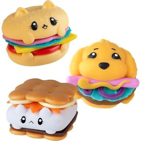 ORB Stretchee Foodz - Secret Menu Cuties 3 Pack - Stretchy and Squishy Kawaii S'more, Hot Dog, and Hamburger Toy Snacks for Stress Relief - Original Sensory / Fidget Play Food Toys for Kids and Adults