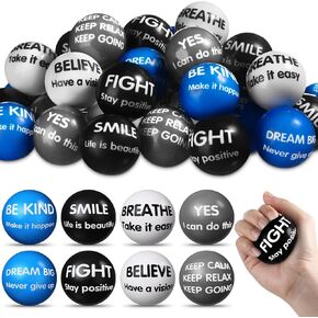 Liliful 48 Pieces Motivational Stress Balls Bulk for Adults Fidget Toys Inspirational Squeeze Balls Valentine‘s Day Employee Appreciation Gift Adult Goodie Bag Stuffer 2.2 Inch(Classic Colors)