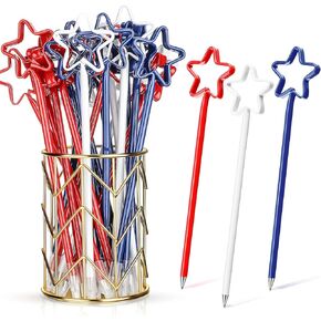 Star Pens Patriot Day Ballpoint Pens Patriotic Roller Ball Pens 0.7 mm Black Ink Solid Color Writing Pens for 4th of July School Office Supplies Patriotic Party Favor, Red Blue White (36 Pieces)