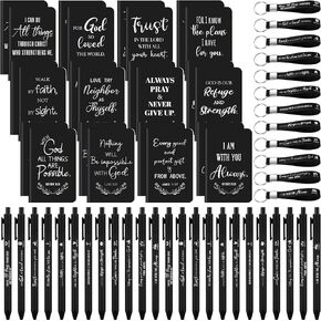 72 Pcs Christian Bible Gifts Set Religious Notebooks Ballpoint Pens Bible Verse Keychain Church Gifts(Colorful)
