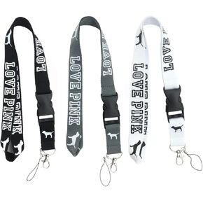 Lanyard for Keys Neck Strap Keychain ID Holder Keyring for Women Phones Bags Keys Cell Phones Bags Accessories-Detachable Lanyard with Quick Release Buckle (Black White Gray)