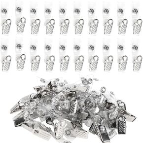 Happy Trees 300pc Metal Badge Clips with Strap Clear ID Strap Clip Adapter