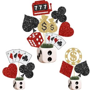 14Pcs Casino Party Centerpiece Sticks Casino Night Party Decorations Glitter Las Vegas Party Table Centerpieces for Casino Theme Birthday Party Poker Theme Party Baby Shower Supplies