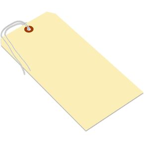 SmartSign (50-Pack) Blank Manila Tags with Pre-Attached Loop Strings - 8 x 4 inch (Size-12), 15pt Thick Cardstock Tags, Paper Hang Tags with Reinforced Fiber Patch
