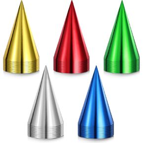 Colorful Birthday Party Hats, 50PCS Mini Party Hats for Stuffed Animals Metallic Foil Paper Hats Reusable Birthday Party Cone Hats with Elastic String for Kids Adults Pets Birthday Party Supplies