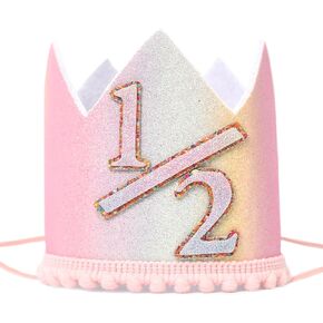 Half Birthday Rainbow Hat For Baby - Baby's Party Rainbow Crown Hat - 1/2 Birthday Photo Prop Hats - 6-Month Birthday Rainbow Party Decor - Children's Mini Rainbow 1/2 Birthday Crown