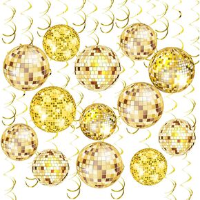 54 Pieces Disco Party Decorations Disco Ball Hanging Swirls 70s Party Hanging Swirls Ceiling Decor for Disco Fever Party 70s Hippie Birthday Party Favors Supplies (Hanging Swirl)