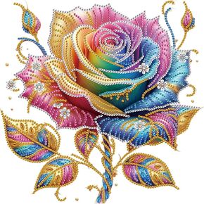 WSLWXSHM 5D Special Shape Diamond Art Kits for Beginners, Rose Flower Diamond Painting Kits for Adults, Crystal Rhinestones Diamond Painting for Home Wall Decoration Gift 12×12inch/30×30cm