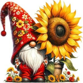 JFYHAB Gnome Diamond Painting Kits for Adults - Sunflower Diamond Art Kits for Adults Beginner, Christmas DIY Full Drill Diamond Dots Paintings with Diamonds 5D Gem Art Crafts Home Decor 12x12inch
