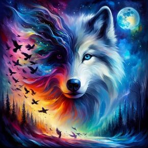 Lophomie Wolf Diamond Painting Kits DIY 5D Animal Diamond Art Kits for Beginners Adults Full Drill Diamond Painting Kits for Home Wall Decoration Gift 12×12 inch.