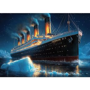 MXJSUA Ship Diamond Painting Kits للبالغين ، مجموعات فنون الماس 5D للمبتدئين ، مجموعات طلاء الكريستال الكريستال الكاملة DIY لتديين الجدار المنزلي 12x16 بوصة