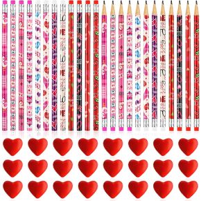 Zuazaor 24 Pieces Easter Pencils with 24 Pieces 3D Carrot Erasers for Easter Day Cute Pencils for Holiday Goodie Bags Fillers Gifts School Classroom Rewards Supplies (Easter Day)