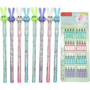 28 PCS Stackable Pencils Bunny Sharpening Pencils Cute Rabbit Pencils Animal Pencils With 128 Replaceable Refills For School Students Office