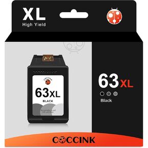 COCCINK 63XL Black Ink Cartridge for HP Envy 4520 4512 Deskjet 3630 3631 3632 3633 3640 Officejet 3830 4650 4652 5200 5222 5252 5258 Printers Replacement for Printer Ink HP 63 XL HP63 HP63XL (1 Black)