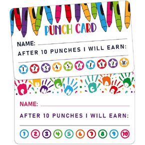 PETCEE 100Pcs Punch Cards for Kids Students Incentive Reward Card for Classroom Behavior Punch Cards for Back to School Teacher Supplies for Business Classroom Kindergarten Preschool Elementary