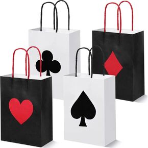 Outus 24 Pcs Casino Party Favor Gift Bags Casino Theme Party Supplies Las Vegas Poker Goody Treat Paper Bags for Birthday Party Decor, 8.3 x 6 x 3 inches