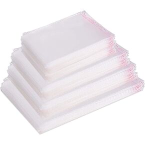 900 Pcs Clear Plastic Bags, 4 Mixed Sizes Resealable Cello Bags Recloseable Cellophane Bags Self Adhesive Cellophane Treat Bags OPP Plastic Bags for Cookies(3.5X6.3'', 4X7'', 5.1X7'',6.7X9.8'')