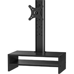 Single LCD Computer Monitor Mount Column with Divided Computer Desk Organizer;5 Height Adjustments,Free-Standing Swivel Monitor Stand Riser,Vesa Base Bracket Holds One(1)Screen,Maximum Load Capacity 80 lbs-Black