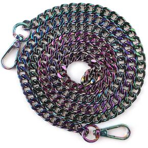 Framendino, Rainbow Metal Purse Chain Straps Flat Strap with Buckles for DIY Bag Replacement