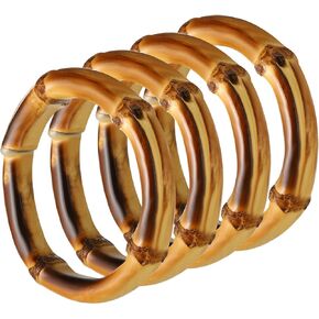 PATIKIL 6.7 Inch Bamboo Purse Handles, 4 Pcs Round Replacement Handmade Rings for Tote Bag Purse Making Decorations, Brown