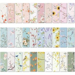 Tenceur 300 Pcs Colorful Flower Bookmark Bulk Paper Floral Bookmark Cute Book Page Markers for Students Teachers Readers Women Book Lovers, 6.3 x 2.17 Inch, 30 Styles
