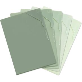 Plastic Folders Sleeves, Gradient Colors Plastic Project Pockets for Paper 11.9 × 8.5 Inches, Transparent Document Folders for School and Office Supplies (5 Pcs, Green)