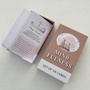 56 Mindfulness Cards - Stress Less, Mindful Meditation, Gratitude, Kindness, Self Care & Relaxation, Therapy Exercise Cards, Stress Relief, Mindful Affirmations, Positive Affirmations Cards