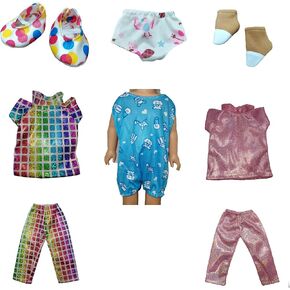 14pcs ملحقات ملابس الدمية لـ 14.5 بوصة Wellie American Dolls Girls ، ملابس ملابس طماق تنورة طماق لـ 14 بوصة دمى فتاة (تنورة)
