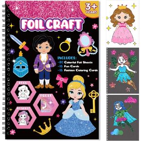 Art & Craft Activity,Foil Craft Dinosaur DIY Art Fun Kits,No Mess Creative Foil Art Kits Set Drawing Game for Kids,Birthday Gifts Crafts Supplies Travel Toys for Girls Boys Ages 4 5 6 7 8 9 Year Old