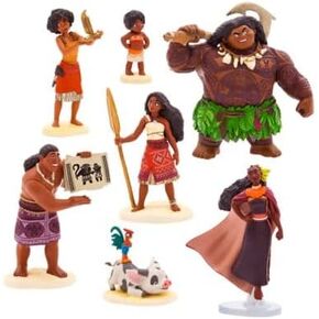Disney Store Official Deluxe Figurine Play Set - Moana 2-7 Fully Sculpted Disney Characters: Moana, Simea, Maui, Pua with HEI HEI, Matangi, Loto, and Moni - Freestanding Figures