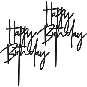 Happy Birthday Cake Toppers, 2 Pieces Acrylic Birthday Cake Toppers Happy Birthday Sign Cupcake Topper Happy Birthday Decorations for Men Women Birthday Cake Party Decorations Supplies, Black