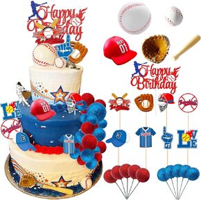 LaVenty 24 PCS Baseball Cake Decoration My Rookie Year Cake Decoration Baseball Birthday Decoration Baseball Birthday Party Supplies My Rookie Year