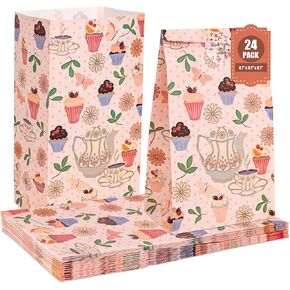 VGOODALL 24PCS Party Party Party Party Favor Facs ، 4.7 "x3.1" × 8.7 "أكياس هدايا صغيرة مع ملصقات لحفلات أعياد الميلاد ، زفاف ، دش الطفل ، جيد.