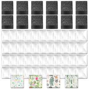 96pcs Craft Magnets Glass Magnet with Adhesive Backing and Transparent Clear Glass Cabochons for Craft DIY Fridge Refrigerator Magnets(Round, 1 Inch)