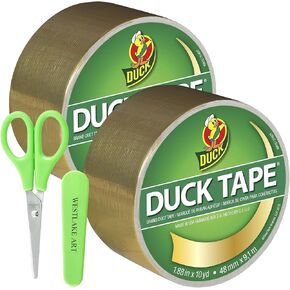 شريط العلامة التجارية - شريط معدني ذهبي ، 3.21 أوقية ، مجمعة مع مقص ورقي ، التصاق نابض بالحياة ، قوي ، دمعة سهلة ، متعددة الاستخدامات للحرف والإصلاحات ، الخدمة الثقيلة ~ [حزمة 2] in Kuwait