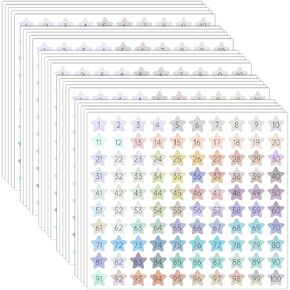 Small Number Stickers 1-100, Tiny Vinyl Numbered Stickers 25 Sheets/2500Pcs, Consecutive Mini Number Labels Stick-on Waterproof, Laser Reflective Number Decal for Inventory Storage Organizing Boxes